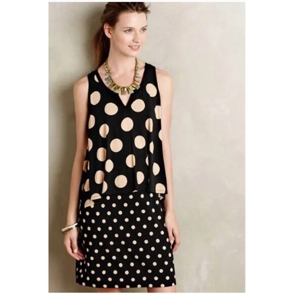 Anthropologie Maeve Davina Layered Polka Dot Dress Extra Small - Picture 1 of 8